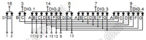 BJ4432BPG индикатор светодиодный; 0.43"; 4-разр.; 7-сегм.; зеленый; общий анод