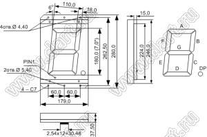 BJ70101GG индикатор светодиодный; 7"; 1-разр.; 7-сегм.; желто-зеленый; общий катод