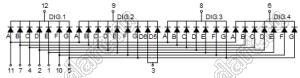 BJ3492AY индикатор светодиодный; 0.39"; 4-разр.; 7-сегм.; желтый; общий катод