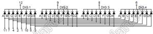 BJ4401AY индикатор светодиодный; 0.4"; 4-разр.; 7-сегм.; желтый; общий катод