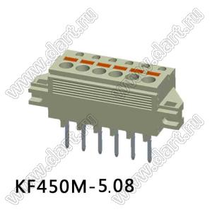 KF450M-5.08-01P-17 клеммник нажимной, прямой, с монтажными ушами; шаг=5,08мм; I max=20/18А; U=300/300В; 1-xx-конт.