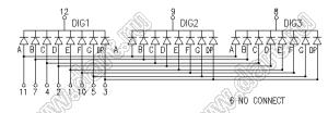 BJ5362AW индикатор светодиодный; 0.56"; 3-разр.; 7-сегм.; белый; общий катод