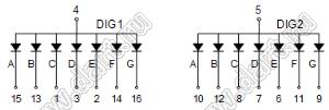 BJ3203DPG индикатор светодиодный; 0.3"; 2-разр.; 7-сегм.; зеленый; общий анод