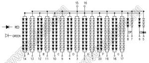 BJ50101DEG индикатор светодиодный сегментный; 5"; 1-разр.; 7-сегм.; оранжевый/зеленый; общий анод; 179,5x107,5мм