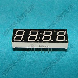 BJ3494CB индикатор светодиодный; 0.39"; 4-разр.; 7-сегм.; синий; общий анод