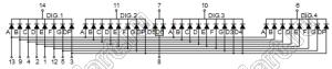 BJ5466EY индикатор светодиодный; 0.56"; 4-разр.; 7-сегм.; желтый; общий катод