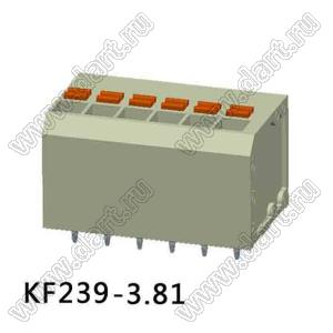 KF239-3.81-01P-17 клеммник нажимной, прямой; шаг=3,81мм; I max=6/6А; U=300/250В; 1-xx-конт.