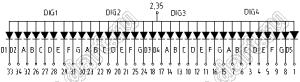 BJ40601APG индикатор светодиодный; 0.6"; 4-разр.; 7-сегм.; зеленый; общий анод