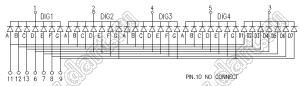 BJ4403AG индикатор светодиодный; 0.4"; 4-разр.; 7-сегм.; желто-зеленый; общий катод