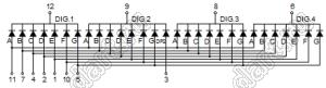 BJ8401CPG индикатор светодиодный; 0.8"; 4-разр.; 7-сегм.; зеленый; общий катод