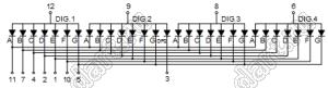 BJ8401DPG индикатор светодиодный; 0.8"; 4-разр.; 7-сегм.; зеленый; общий анод