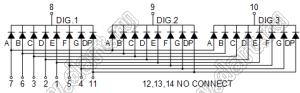 BJ5364EW индикатор светодиодный; 0.56"; 3-разр.; 7-сегм.; белый; общий катод