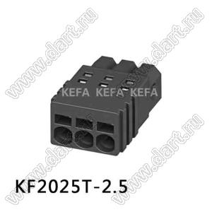 KF2025T-2.5-03P-13 розетка на провод; шаг=2,5мм; I max=6/6А (UL/ICT); U=150/160В (UL/ICT); 3-конт.