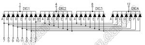 BJ5402AY индикатор светодиодный; 0.5"; 4-разр.; 7-сегм.; желтый; общий катод