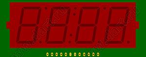 BJ40801IPG индикатор светодиодный; 0.8"; 4-разр.; 7-сегм.; зеленый; общий анод