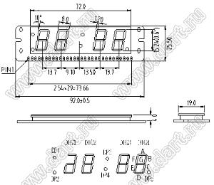 BJ40605JH индикатор светодиодный; 0.6"; 4-разр.; 7-сегм.; красный; общий катод