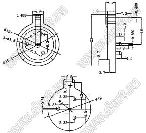 BS-1620-12 держатель элемента питания CR1620 в плату горизонтальный DIP