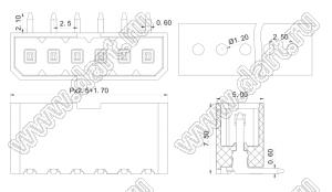 KF2025BR-2.5-11P-13 вилка угловая на плату; шаг=2,5мм; I max=6/6А (UL/ICT); U=150/160В (UL/ICT); 11-конт.