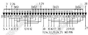 BJ40605GG индикатор светодиодный; 0.6"; 4-разр.; 7-сегм.; желто-зеленый; общий анод