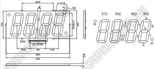 BJ44001DG индикатор светодиодный; 4"; 4-разр.; 7-сегм.; желто-зеленый; общий катод