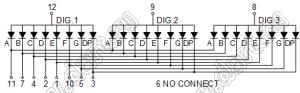 BJ5364BW индикатор светодиодный; 0.56"; 3-разр.; 7-сегм.; белый; общий анод