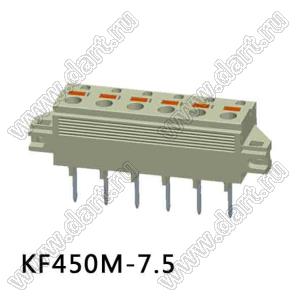 KF450M-7.5-01P-17 клеммник нажимной, прямой, с монтажными ушами; шаг=7,5мм; I max=20/18А; U=300/400В; 1-xx-конт.