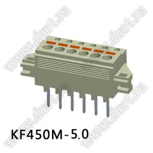 KF450M-5.0-01P-17 клеммник нажимной, прямой, с монтажными ушами; шаг=5мм; I max=20/18А; U=300/300В; 1-xx-конт.