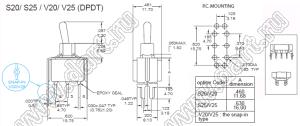 NE8011-TNCQ-S20 переключатель рычажный герметичный прямой ON-ON с вертикальным кронштейном