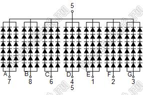 BJ50102AG индикатор светодиодный; 5"; 1-разр.; 7-сегм.; желто-зеленый; общий катод