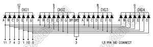 BJ3496CPG индикатор светодиодный; 0.39"; 4-разр.; 7-сегм.; зеленый; общий катод