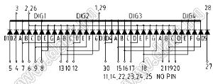 BJ40605JG индикатор светодиодный; 0.6"; 4-разр.; 7-сегм.; желто-зеленый; общий катод