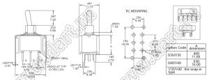 NE8011-TNCQ-S40 переключатель рычажный герметичный прямой ON-ON с вертикальным кронштейном