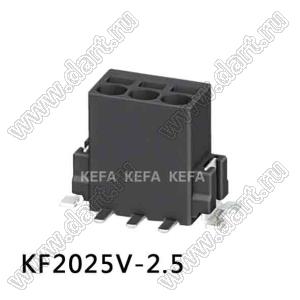 KF2025V-2.5-01P-13 клеммник нажимной вертикальный SMD; шаг=2,5мм; I max=6/6А; U=150/160В; 1-конт.