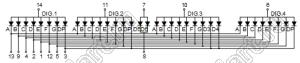 BJ5466FG индикатор светодиодный; 0.56"; 4-разр.; 7-сегм.; желто-зеленый; общий анод