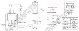 NE8013-TNCQ-S40 переключатель рычажный герметичный прямой ON-ON с вертикальным кронштейном