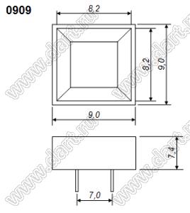 BR0909W поле светящееся квадратное; белый