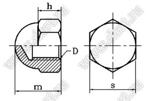 BLCN-M6x1 гайка колпачковая; M6x1; латунь