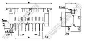 05FDZ-BT(S)(LF)(SN) розетка SMD для плоского шлейфа (FPC); P 2,54мм; 5-конт.; вертикальный вход