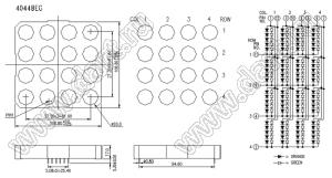 BJ4044AEG матрица светодиодная точечная; 4,0"; красный/зеленый; 108,8x108,8мм; 4x4 (точек); d точки=20,0мм; P=27,20мм; габариты 108,8x108,8x17мм; 1/12/3/10/9/5/6/7