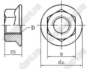 BLGМ-M4x0.7ZF гайка с фланцем; M4; сталь оцинкованная