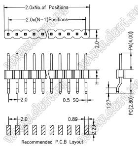 BL1315-1122Z штыри однорядные SMD горизонтальные; 22-конт.