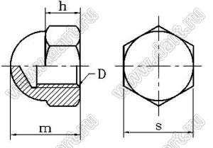 BLCN-M4x0.7B гайка колпачковая; M4; сталь черненая
