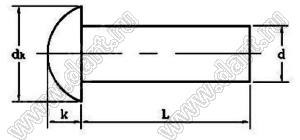 RCRS-050160 заклепка с полукруглой головкой гладкая; d ном.=5мм; L=16мм; медь