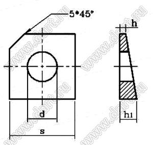 BLTW-360700SS шайба квадратная наклонная; d ном.=36мм; s=70мм; сталь нержавеющая