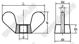 BLBN-M10x1.5B гайка барашковая; M10; сталь черненая