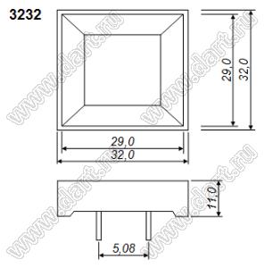 BR3232R поле светящееся квадратное; красный