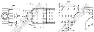 CKX-3.5-20 гнездо стерео 3,5 мм в плату