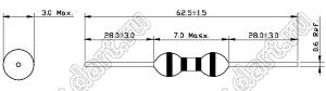 AL0307-2R4M (12052R4M, EC24-2R4M, MICC-2R4M) дроссель с аксиальными выводами; L=2,4±20%мкГн; Idc=610А