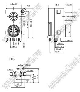 AV-MDC-410 блок гнезда RCA и мини-DIN 4 контакта