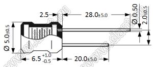 RLB0608-470KL дроссель с аксиальными выводами; L=47,0±10%мкГн (при 1 кГц); I max=370мА